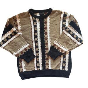 Vintage Bachrach Mens L Sweater 90s Geometric Knit Grandpacore Retro Pullover